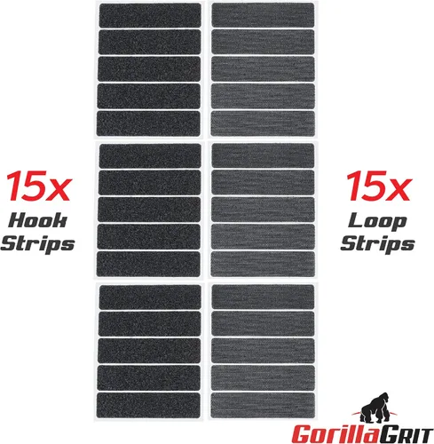 Vista 2 de Tiras de cinta autoadhesivas de gancho y bucle, correas de 1 x 4 pulgadas de ancho, cierre de cinta adhesiva resistente, 15 tiras (negro)