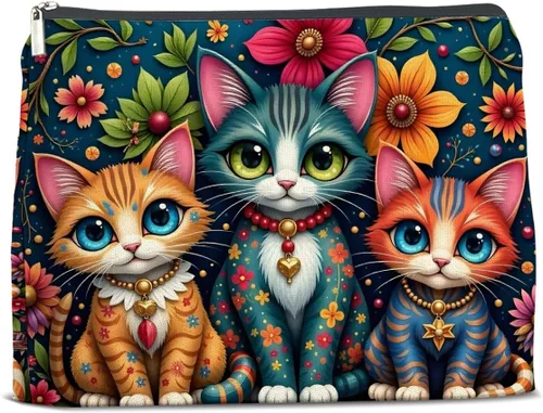 Vista 12 de Bolsa de maquillaje floral humor, regalos para mujer, A, Estampado juguetón
