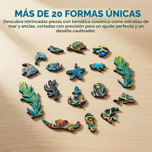 Vista 6 de Mys Aurora - Rompecabezas coloridos de tortuga para adultos, 200 piezas, rompecabezas de madera del océano Tortuga colorida