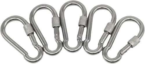 Xindejia 5 Pack-2.75 Inch 304 Stainless Steel Silver Spring Hook Buckle,Clip Carabiner,Keychain, Snap, Link, Keyring,Dog Chain Belt Buckle