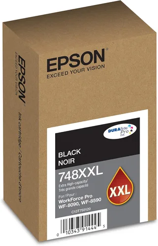 Vista 2 de EPSON 748 DURABrite Pro Cartucho negro de alta capacidad (T748XXL120) funciona con WorkForce WF-6590, 8590, 6090, 8090