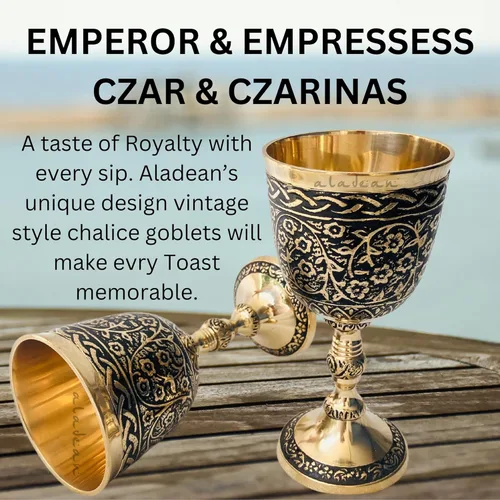 Vista 4 de Cáliz Medieval Vintage 1x Copas de Vino Tinto de Latón Macizo del Rey Real Arturo – Renacimiento, Regalos de Cumpleaños, Navidad, Boda
