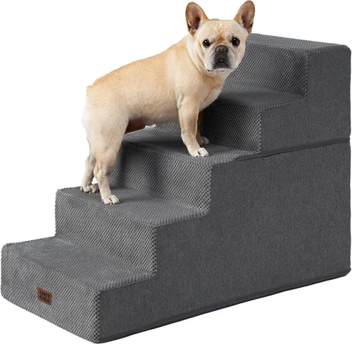 Vista 61 de EHEYCIGA Escaleras para perros pequeños de 16.5" de altura, escalones de 3 peldaños extra anchos para perros para sofá y silla, escalones para 2-Gris