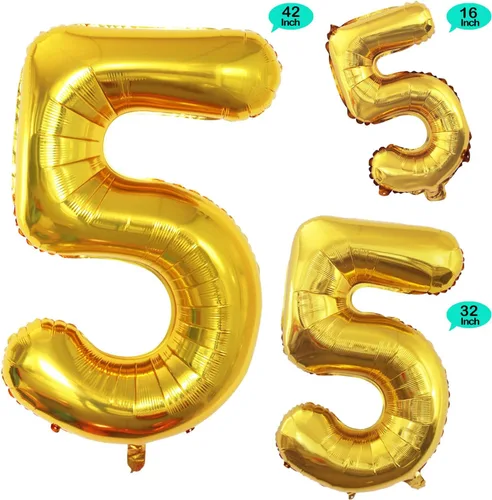Vista 2 de Goer, conjunto de globos de papel aluminio para decoraciones de cumpleaños, globos de las letras de feliz cumpleaños y de números Oro