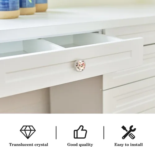 Vista 3 de Round Dresser Drawer Knobs,Kitchen Handles for Cabinets,4Pcs,Animals Birds Colorful People,Dresser Handles and Knobs