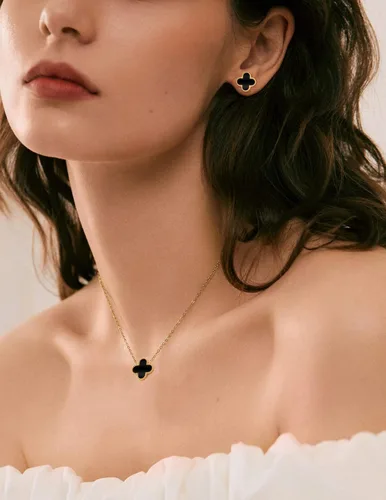 Vista 5 de WEIZISP Lucky Clover Sets 18K Gold Plated,Bracelet,Earring,Necklace Pendant for Women with Adjustable Charm Simple Cute Jewelry