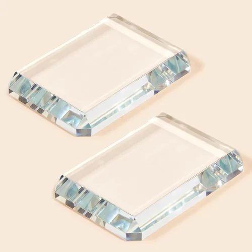 Vista 7 de Seajan 2 piezas de azulejos de vidrio transparente pisapapeles bloque decorativo para decoración del hogar, manualidades, proyectos, adornos libro