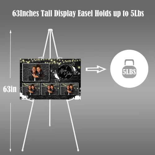 Vista 3 de JIUYE Caballete blanco básico para carteles de boda, altura ajustable, soporte de caballete para exhibir pósters, base de trípode, sostiene artes
