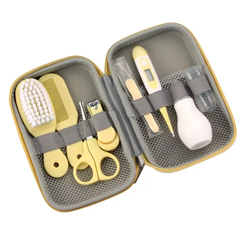 Vista 8 de ZELIN YE Kit de aseo para bebé, cepillo 8 en 1 para el pelo del bebé, cortaúñas, limpiador de nariz, cepillo de dientes de dedos, tijeras de uñas