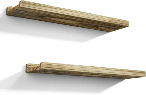 Vista 21 de Love-KANKEI - Estantes flotantes de pared, juego de 2, estantes de madera rústica de 17 pulgadas para almacenamiento, dormitorio, sala de estar