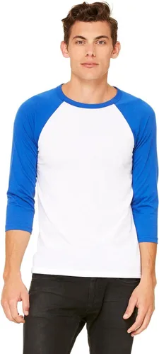 Vista 6 de Bella + Canvas - Camiseta de béisbol unisex con manga 3/4 (3200) DEEP HTHR/NEGRO Blanco/Negro