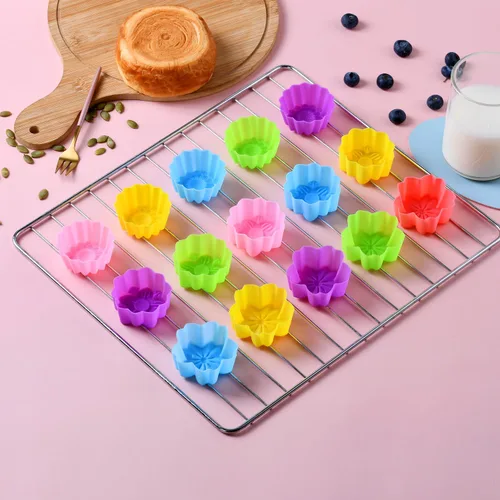 Vista 7 de Vasos de silicona reutilizables para hornear, forros de silicona de tamaño mini de 2 pulgadas para hornear, forros reutilizables para muffins