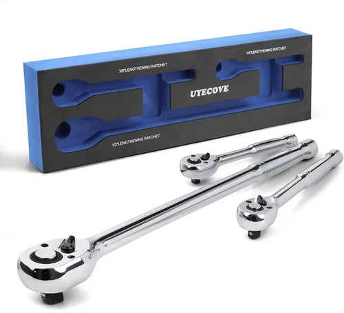 Vista 15 de Mango de trinquete de accionamiento de 1/2 pulgadas, llave de trinquete de 1/2 pulgada de mango largo, llave de dados, cabeza reversible