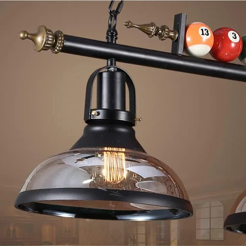 Vista 6 de Willbebest - Lámpara colgante de isla para mesa de billar, lámpara colgante de billar con 3 pantallas de cristal, lámpara especial de decoración