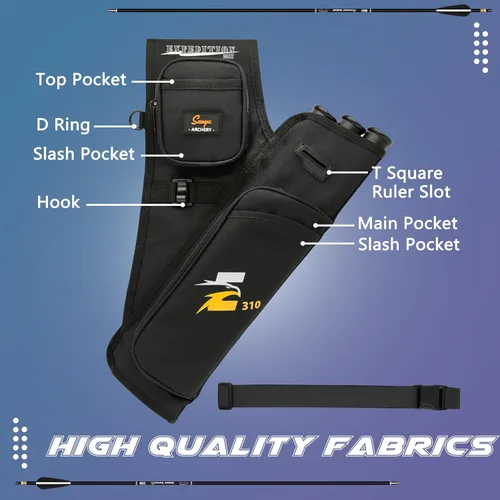 Vista 3 de SUNYA Carcaj de cadera de tiro con arco para flechas. Incluye 3 tubos de soporte de flecha, bolsillos de accesorios y cinturón de cintura. Apto