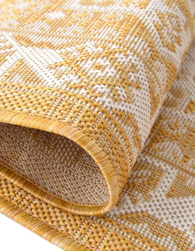 Vista 117 de Unique Loom Outdoor Aztec Collection Alfombra de área - Chalca (10 pies, redonda, azul/marfil)