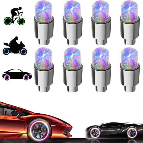Vista 11 de Paquete de 4 tapas LED de vástago de válvula, luces para neumáticos de automóvil, ensamblajes de ruedas, iluminan aire neón, bicicleta, motocicleta