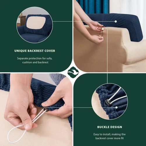 Vista 39 de CHUN YI Fundas para sofá de 7 piezas, lavables, fundas elásticas para sofá de 3 cojines con respaldo y fundas de cojín separados, protector