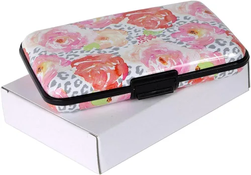 Vista 5 de Cartera de aluminio con bloqueo RFID delgado de metal para tarjetas de crédito