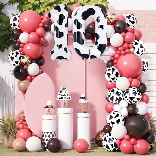 Vista 6 de Globo con el número 0 con estampado de vaca, globos grandes de cumpleaños con número de vaca de 40 pulgadas, globos de aluminio Mylar número 0