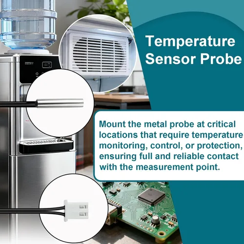 Vista 5 de 5 piezas 1M Sonda de sensor de temperatura 10K, sonda de sensor de termistor NTC B3950, carcasa de cobre niquelada de alta sensibilidad, precisión