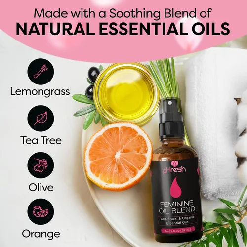 Vista 4 de pHresh - Aceite de yoni 100% natural para mujeres, con árbol de té, citronela, aceites esenciales de naranja, 3.95 onzas líquidas