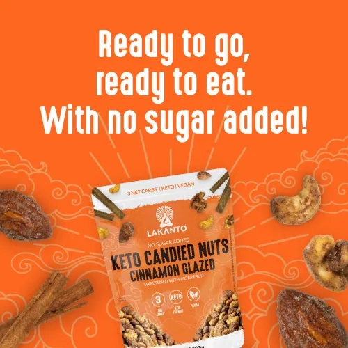 Vista 5 de Lakanto Nueces confitadas glaseadas con canela, sin azúcar añadido, endulzado con fruta del monje, 3 carbohidratos netos, apto para dieta
