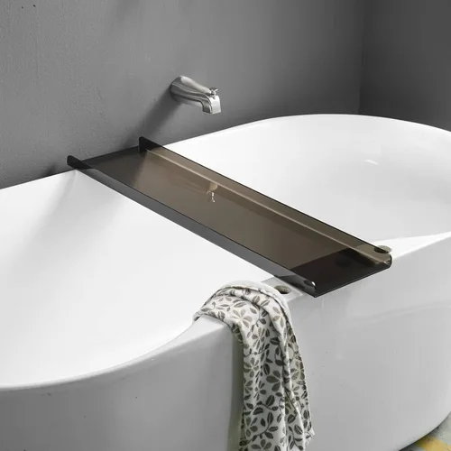 Bandeja para bañera, estante negro para bañera, organizador de baño de lujo, soporte para tableta, acrílico (negro transparente) SHUNLI