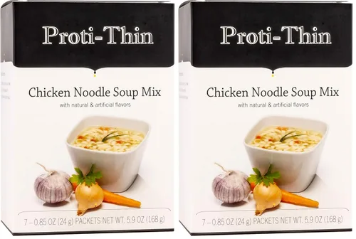 Vista 11 de Proti-Thin Sopa de fideos de pollo alta en proteínas, 0.51 onzas de proteína, baja en calorías, mezcla de sopa de dieta instantánea saludable, apta