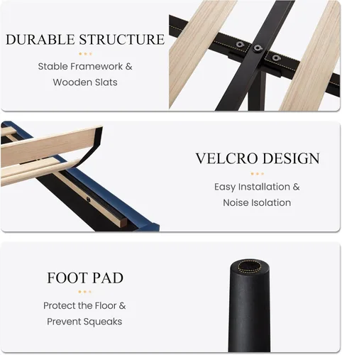 Vista 7 de SHA CERLIN Base de cama de terciopelo tamaño Queen con cabecera capitoné de canal vertical, plataforma tapizada con listones de madera, no necesita