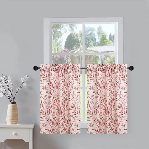 Vista 27 de VOGOL Cortinas pequeñas para ventana, lindas cortinas cortas con estampado de pájaros para cuarto de bebé, baño, cafetería, puerta, cabeza, 30 x 24