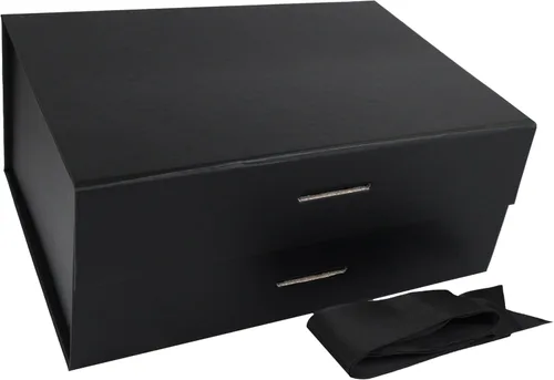 Vista 20 de PACK2PACK Caja de regalo plegable de lujo con cinta extraíble, caja plegable con cierre magnético, bodas, despedidas de soltera, regalos Negro/Blanco