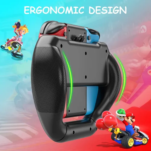Vista 4 de Mooroer Steering Wheels for Nintendo Switch & OLED JoyCon Controllers, Racing Wheel for Mario Kart 8 Deluxe, Family Use Gaming Accessories for