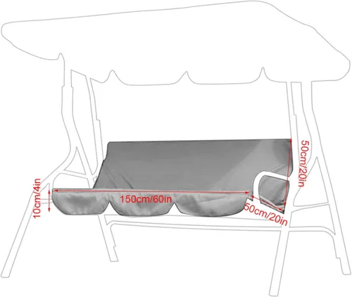 Vista 8 de Kadimendium Cojín de repuesto para silla de 3 asientos, impermeable, de repuesto, para columpio, funda para columpio, para patio, jardín, patio
