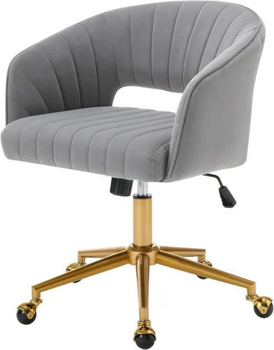 Vista 18 de Westice Sillas de Escritorio para Oficina en Casa, Silla Giratoria Moderna de Terciopelo, Silla de Tocador Giratoria de Altura Ajustable con Base