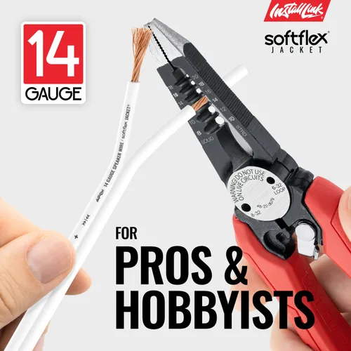 Vista 3 de Install Link Cable de altavoz de calibre 14 (blanco) para cable de audio de automóvil, hogar o RV, 100 pies, CCA