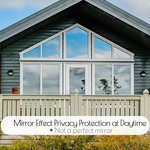 Vista 4 de HIDBEA Película unidireccional para ventana, privacidad diurna, con bloqueo solar, película reflectante para ventana, sin pegamento, adherencia