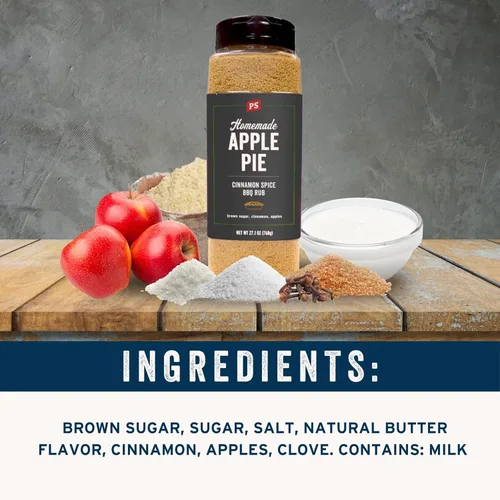 Vista 3 de PS Seasoning Apple Pie Rub - Condimento de Canela Dulce y Afumado para BBQ para Ahumar, Asar a la Parrilla, Hornear - Condimento Seco de Canela
