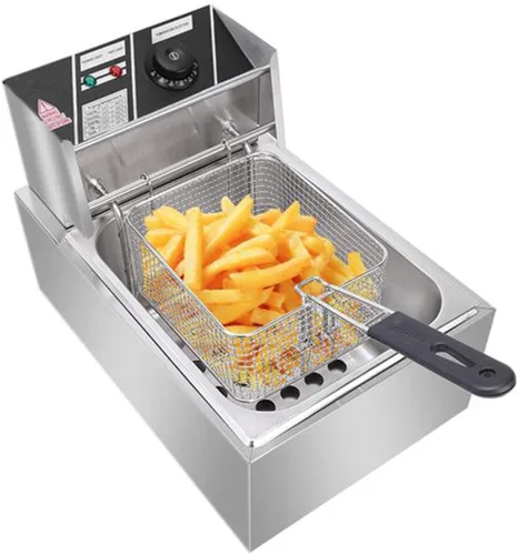 Vista 4 de Joyleah Freidora comercial, 6.3QT/6L 2500W MAX Freidora eléctrica de acero inoxidable con cesta, freidora de encimera para pollo, papas fritas