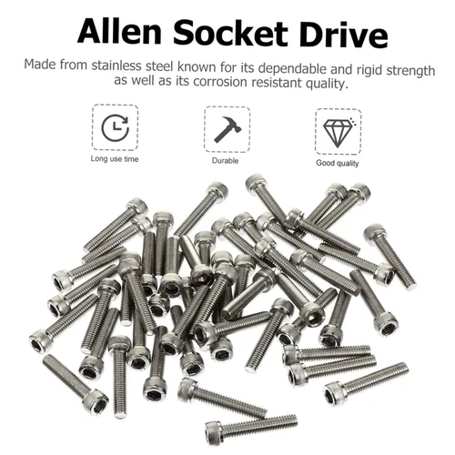 Vista 4 de Mobestech 50 piezas Tornillos hexagonales Pernos de acero inoxidable Pernos de fontanero Tuerca de tuerca de bloqueo hexagonal inoxidable Tornillos