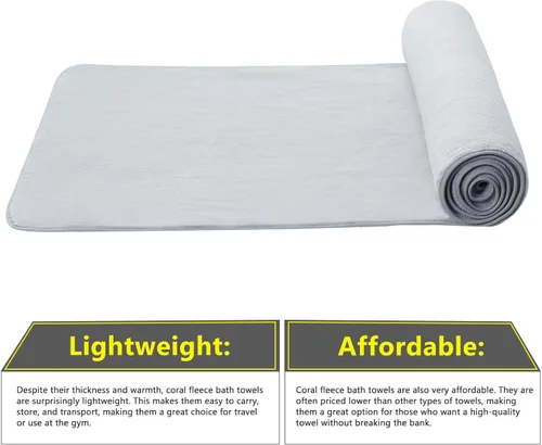 Vista 9 de Juego de 2 toallas de baño de alta calidad, secado rápido, toallas de microfibra de terciopelo coral altamente absorbentes, uso multiusos como baño