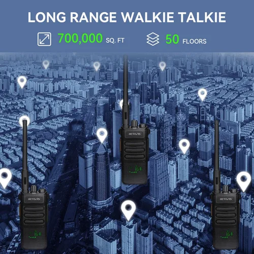 Vista 2 de Retevis Radio RT86 de 2 vías de largo alcance, radio profesional Walkie Talkies con micrófono, radios bidireccionales resistentes, alta potencia