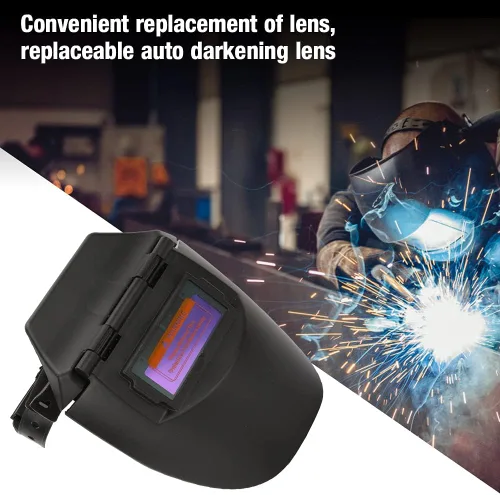 Vista 3 de Casco de soldadura con oscurecimiento automático, funciona con energía solar para soldadura eléctrica, soldadura de gas, arco de argón, MIG, amplia