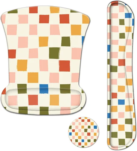 Vista 13 de ARTSO Alfombrilla de mouse con soporte de muñeca y reposamuñecas para teclado, alfombrilla ergonómica de espuma viscoelástica antideslizante, fácil