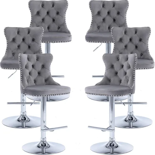 Vista 65 de ODUSE-DAILY Juego de 2 taburetes de bar giratorios de terciopelo, altura ajustable de 25-33 pulgadas, taburetes de bar con respaldo, sillas de bar