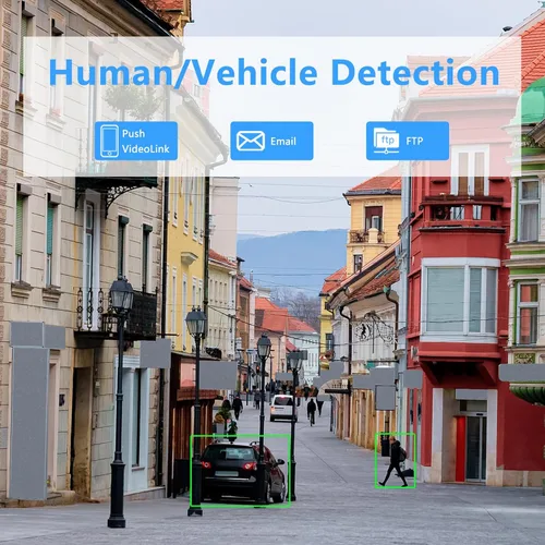 Vista 5 de Cámara de seguridad IP PoE de 5 MP, cámara IP H.265 Bullet con gran angular de 105°, lente de 0.110 in, visión nocturna de 80 pies, compatible