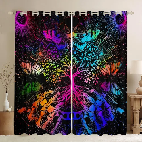 Vista 30 de Erosebridal Lindas cortinas opacas de gato para niños pequeños, cortinas opacas con diseño de gatito kawaii con temática de animales, cortinas