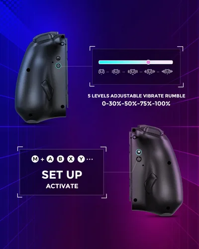 Vista 4 de NYXI Hyperion Meteor Light Wireless Joy-pad with 8 Color LED for SwitchSwitch OLED, Hyperion switch controller with RGB Lights, Programmable, 6-Axis