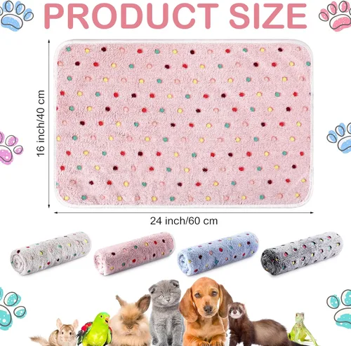 Vista 2 de Reginary 4 mantas impermeables de conejillo de indias lavables de forro polar para animales pequeños, almohadillas de entrenamiento reutilizables
