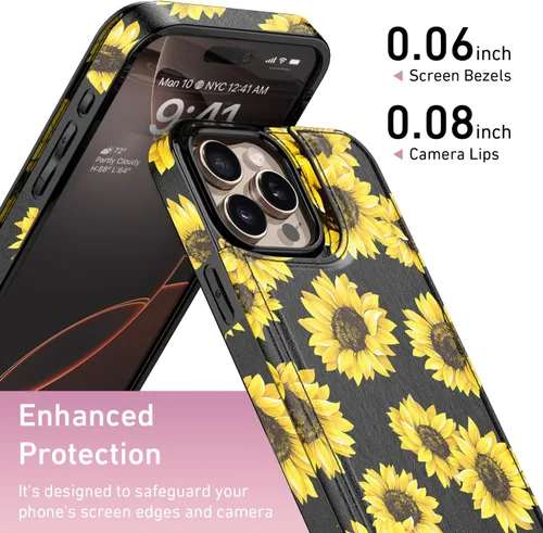 Vista 523 de LETO para iPhone 15 Pro Funda tipo cartera - Tapa tipo folio con patada - Diseños de moda - Tarjetero - Funda protectora para mujeres y niñas - 6.1